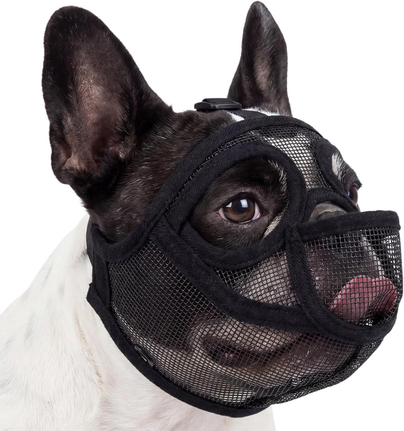 French Bulldog Muzzle, Soft Mesh Muzzle for Short Snout Dogs Anti-Eating