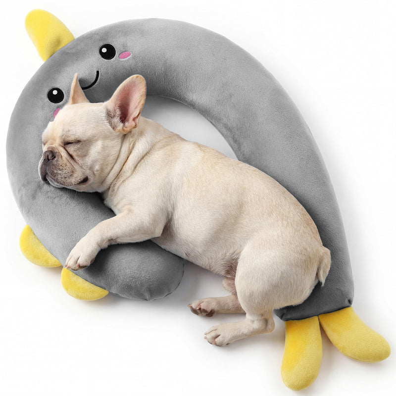 Losape Dog Calming Pillow, Soft Pet Pillows for Small Dogs and Cats, Washable Fluffy Cozy Sleep Dog Neck Pillow, Dog Bed Pillow for Senior Pup Puppy Kitten(L Gray)