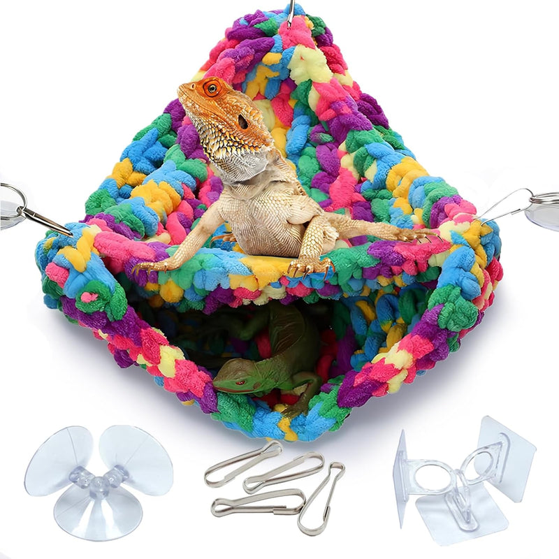 QWR Hand-Knitted Soft Lizard Hammock,Double-Layer Hammock for Bearded Dragon Tank,Hanging Reptile Swing Hammock with St