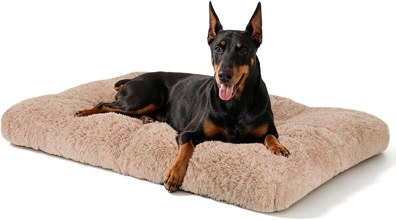 JOEJOY Large Dog Bed Crate Pad, Deluxe Plush Washable Dog Beds Fulffy Soft Kennel Pad Anti-Slip Pet Sleeping Mat for Ext