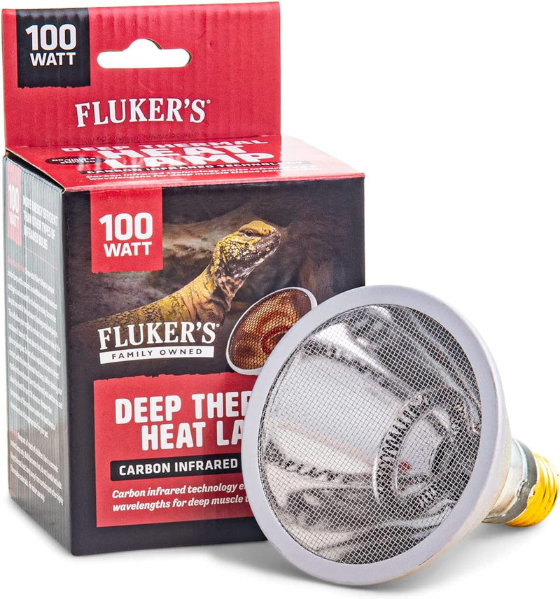 Fluker's Deep Thermal Heat Lamp for Reptiles with Carbon Infrared Technology, for All Reptile Tanks, Great for Basking,