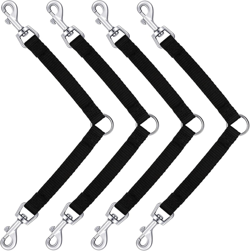 Reginary 4 Pcs No Tangle Dog Leash Couplers Black Double Clip Leash