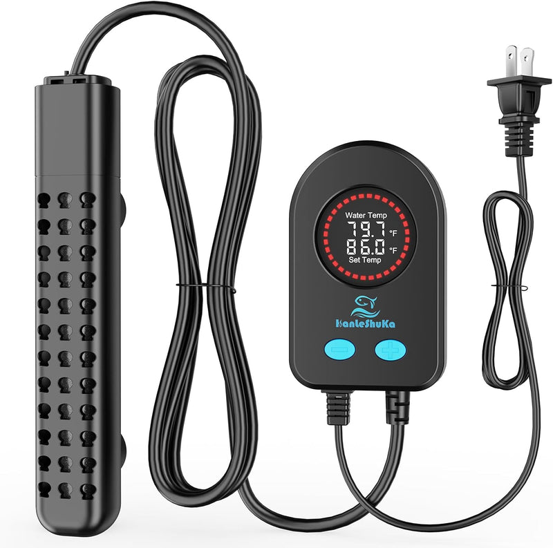100W Aquarium Heater for 10-20 Gallon with Auto Shut-Off When Leaving Water—Submersible Fish Tank Heater, Dry-Burn & Ove