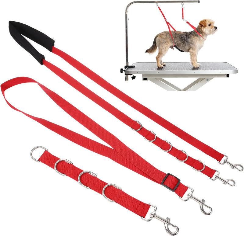 Dog Grooming Belly Strap, Pet Grooming Loops (Red, 3 Pcs)