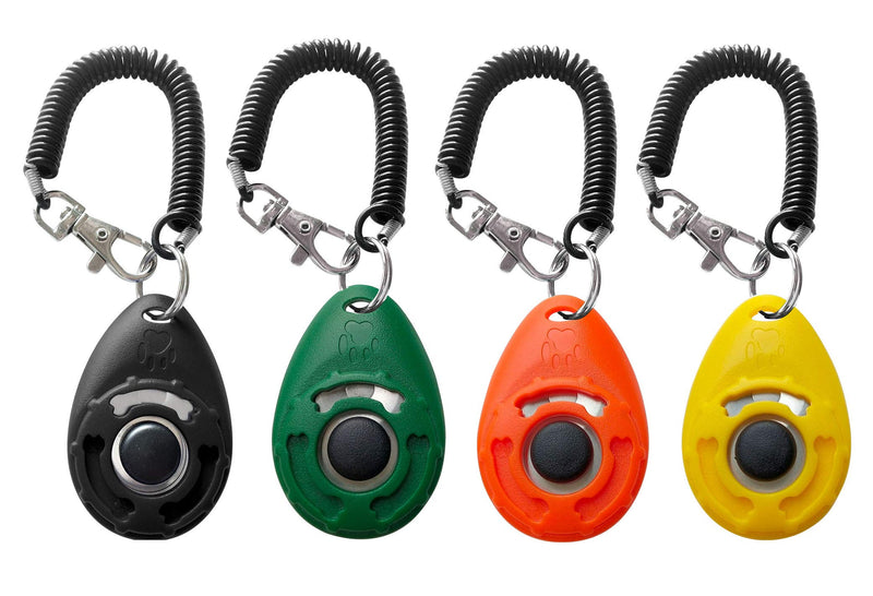 HoAoOo Pet Training Clicker with Wrist Strap - Dog Training Clickers for Puppy, Cat, Potty, Bird, Horse, Pet, Trainer Training Tools, Behavior Aids (Black +Deep Green + Tangerine + Yellow)