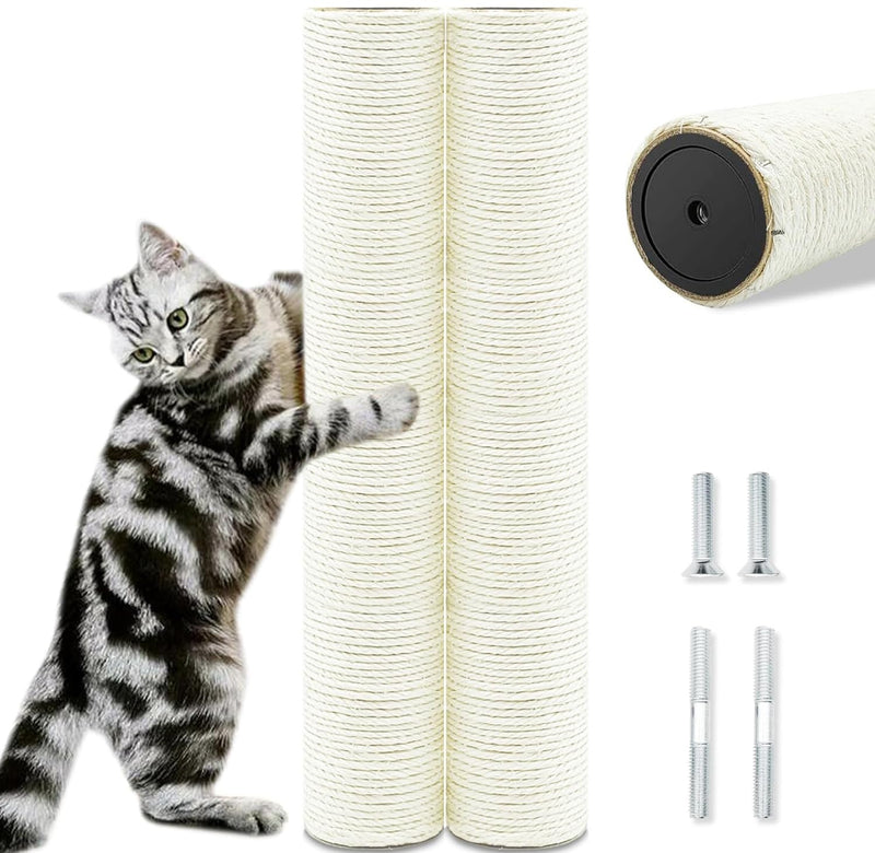 SIYIPURR Cat Scratching Post Replacement Pole, 2 PCS 15.7in Cat Tree Replacement Post, Natural Sisal Cat Tree Replacement Parts with M8 Screws, Cat Scratch Post for Refurbishment (15.7in/40cm)