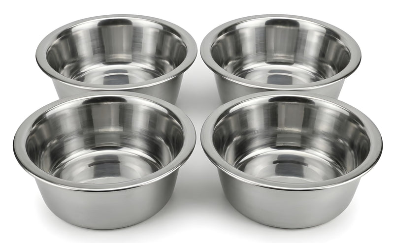 Stainless Steel Cat & Dog Bowls, 16 oz Each, Small Pet Feeding Dishes for Food & Water, Lightweight & Durable, 4 Pack