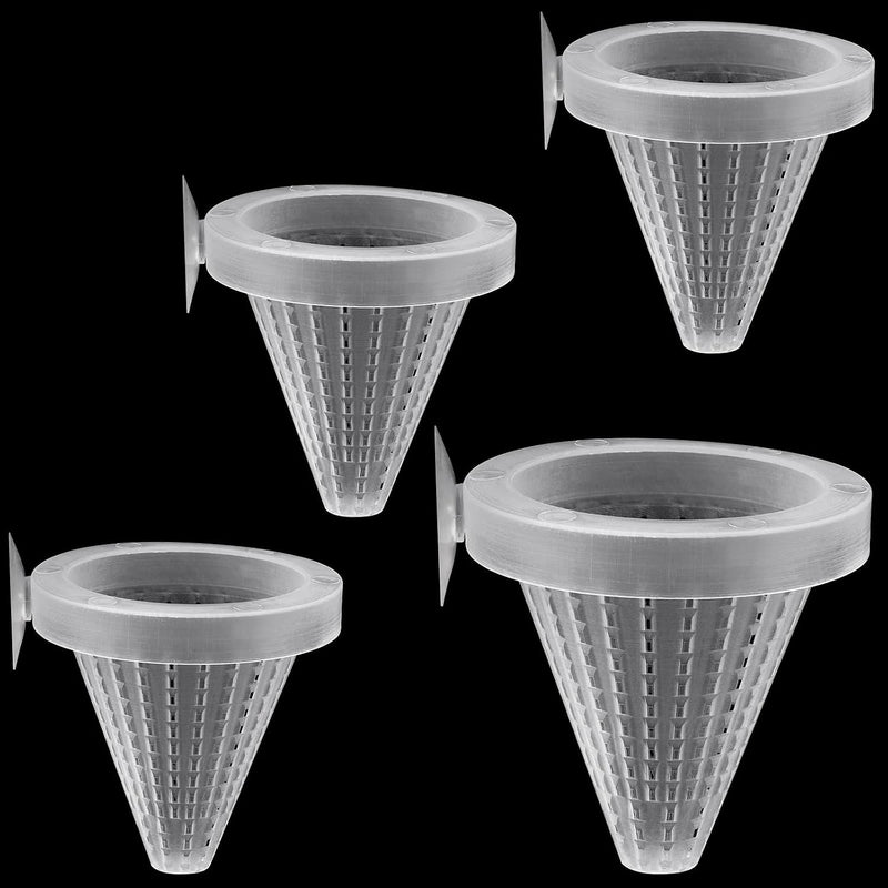 WEAVERBIRD 4PCS Aquarium Nematode Feeder, Live Blood Worm Plastic Cone Cup Shape Basket Feeder for Feeding Fish with Suc
