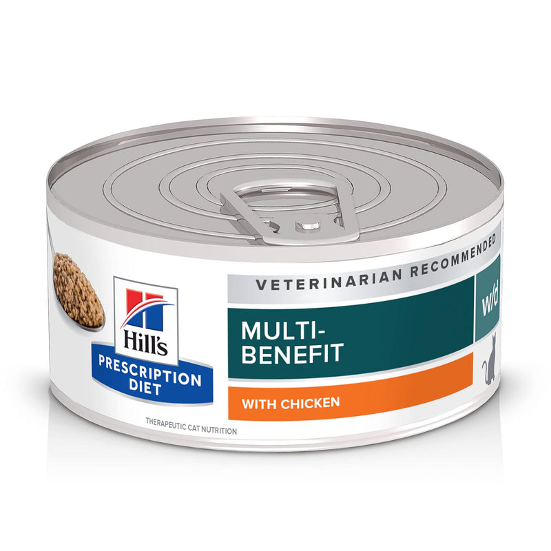 Hill's Prescription Diet w/d Multi-Benefit Digestive/Weight/Glucose/Urinary Management Wet Cat Food, Chicken, 5.5 oz. Cans, 24-Pack