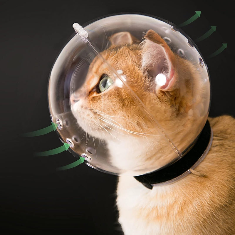 Cat Transparent Muzzle with Breathable Hood, Adjustable Kitten Helmet