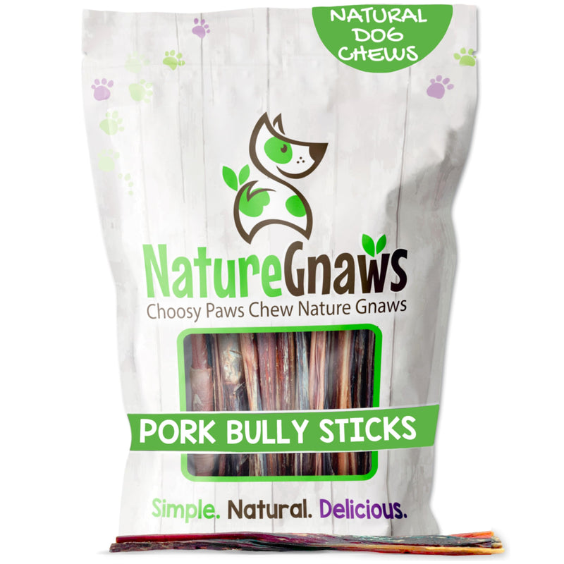 Nature Gnaws Extra Thin Pork Bully Sticks for Small Dogs 5-6