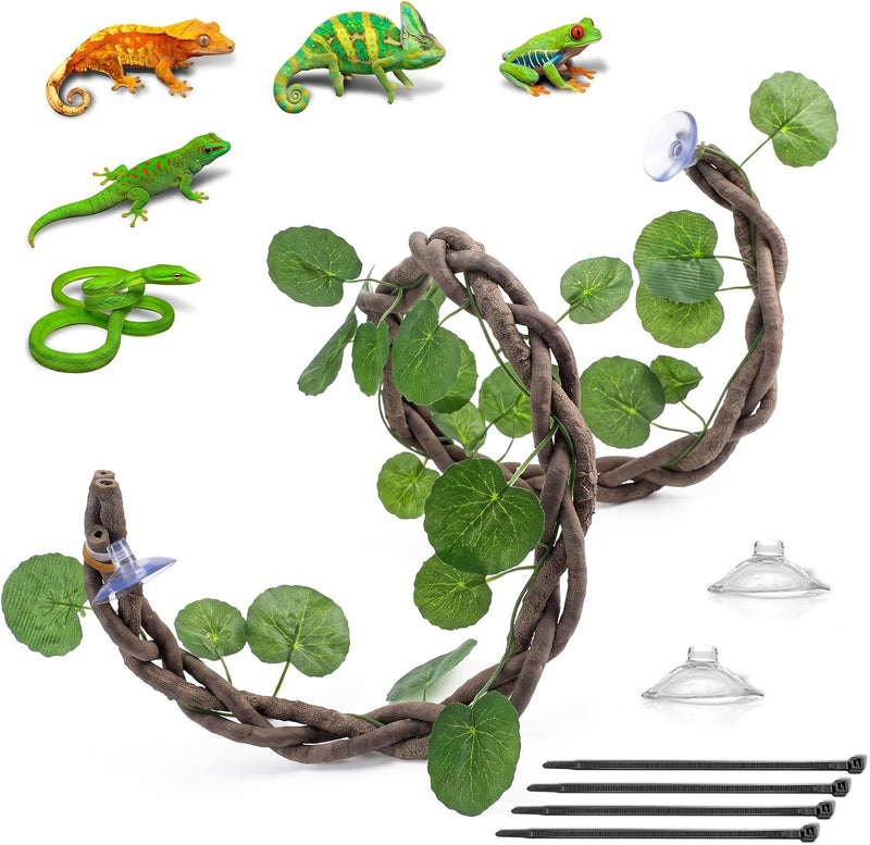 Reptile Jungle Climbing Vines with Leaves, 3-Strand Bendable Branch