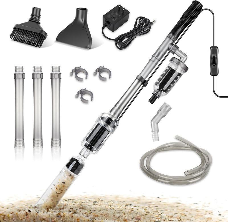 hygger Electric Aquarium Gravel Cleaner, 528GPH Fish Tank Vacuum, 5-in-1 Automatic Sand Washer Water Changer Cleaning Ki