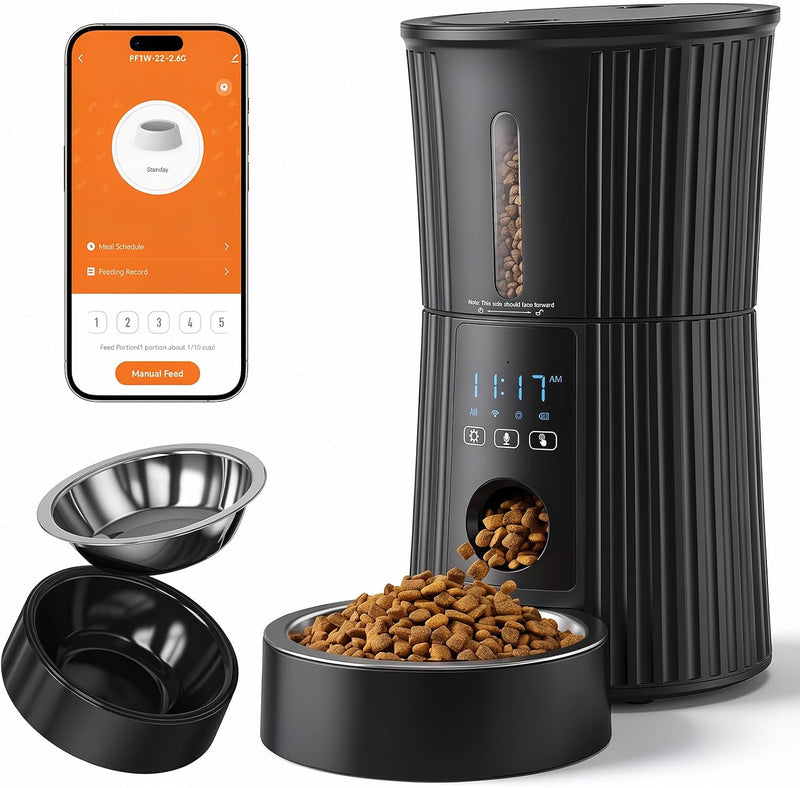 NEWBULIG Automatic Cat Feeder 2.4G WiFi Timed 4L Small Dog Food Dispenser