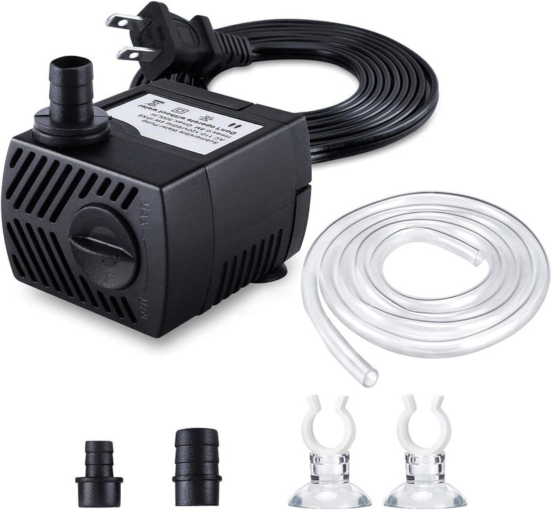 CWKJ Fountain Pump, 80GPH(4W 300L/H) Submersible Water Pump, Durable Outdoor Fountain Water Pump with 4.9ft Tubing (ID x
