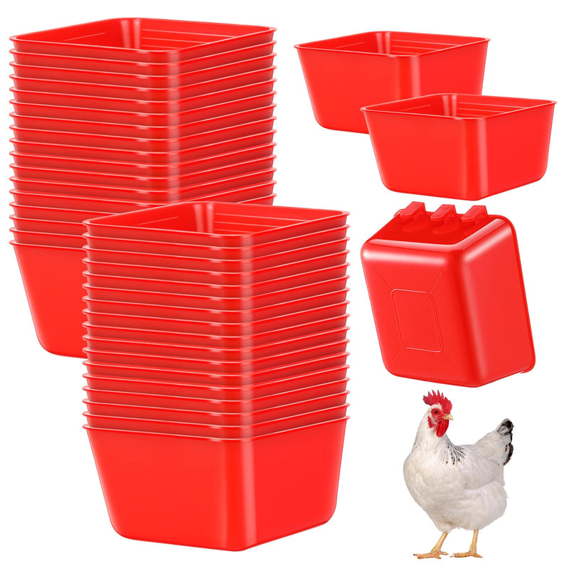 Maxdot 20 Pcs Chicken Water Feeder Cups 16 oz Pigeon Bird Feeder Cups Hanging Cage Chicken Water Cup for Pet Parrot Rooster Parakeet Bunny Gamefowl Poultry Wire Hutch(Red)