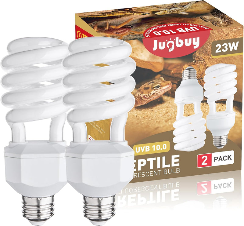 UVB Reptile Light Bulb 10.0, 23W UV Spiral Compact Florescent Terrarium Lamp Ideal for Desert Reptiles Bearded Dragons L