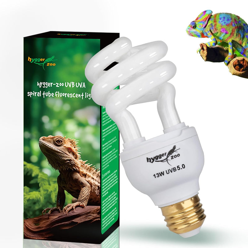 UVB Bulb for Reptiles, 5.0 13W UVB Light for Reptiles, Hygger zoo UVA UVB Reptile Light Bulb Reptile UVB Bulb UVB Light