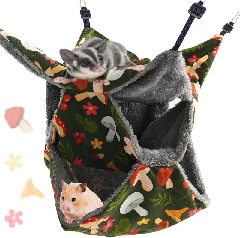 Straps are Adjustable Sugar Glider Pouch Hammock Bed Bedding, Sugar Glider Cage Accessories Toys for Rat, 3-Layer Hammoc