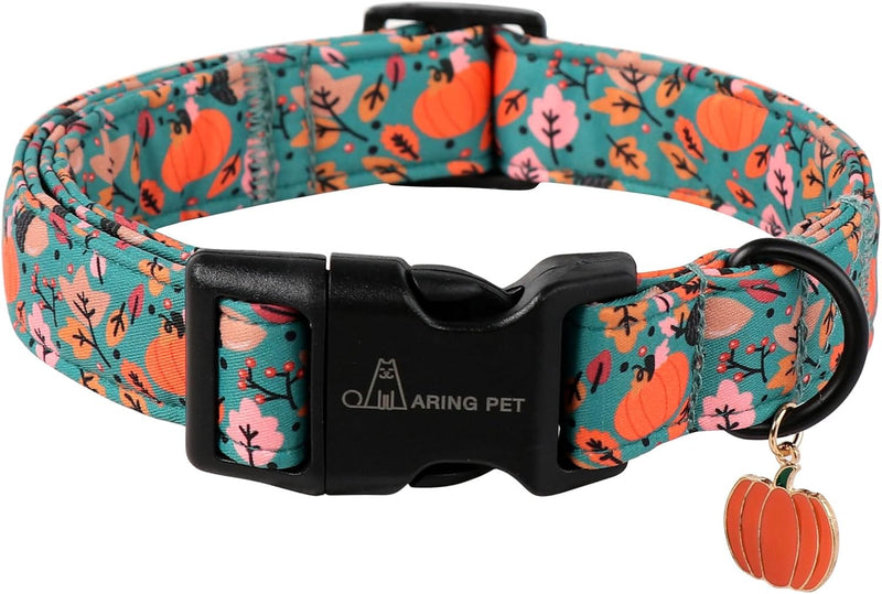 ARING PET Fall Dog Collars, Cute Autumn Pumpkin Maple Leaves Pet Collar with Quick Release Buckle for Small Medium Large
