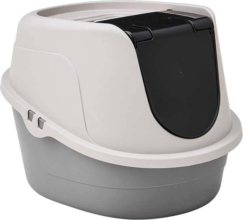 Amazon Basics No-Mess Hooded Enclosed Cat Litter Box with Odor Control and Swinging Door, Standard, 21