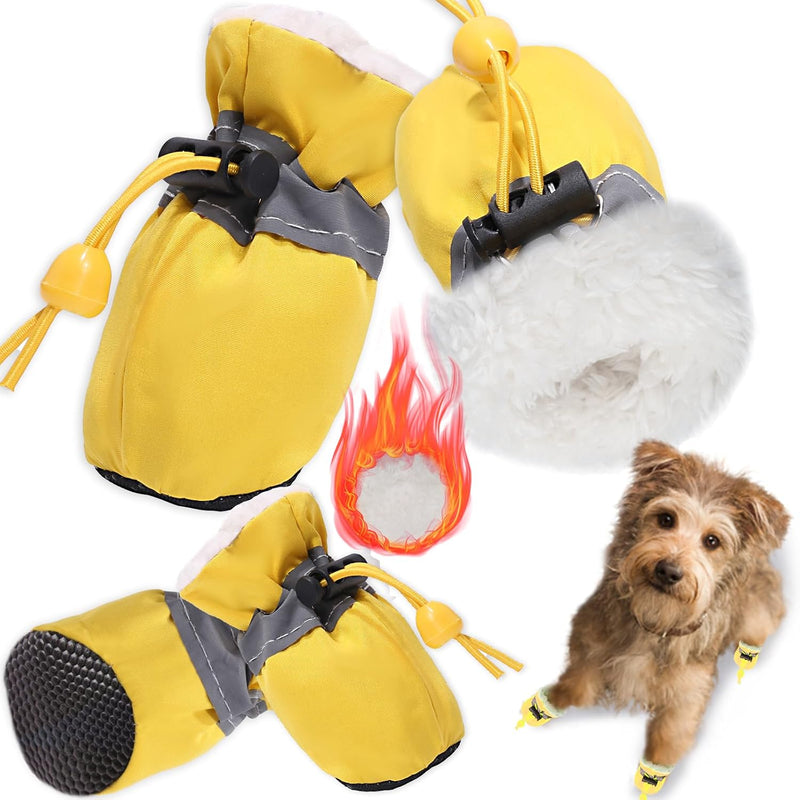 Dog Shoes for Winter Dogs Boots & Paw Protector Warm Pet Booties for Puppy with Reflective Strip Dog Snow Boots for Smal