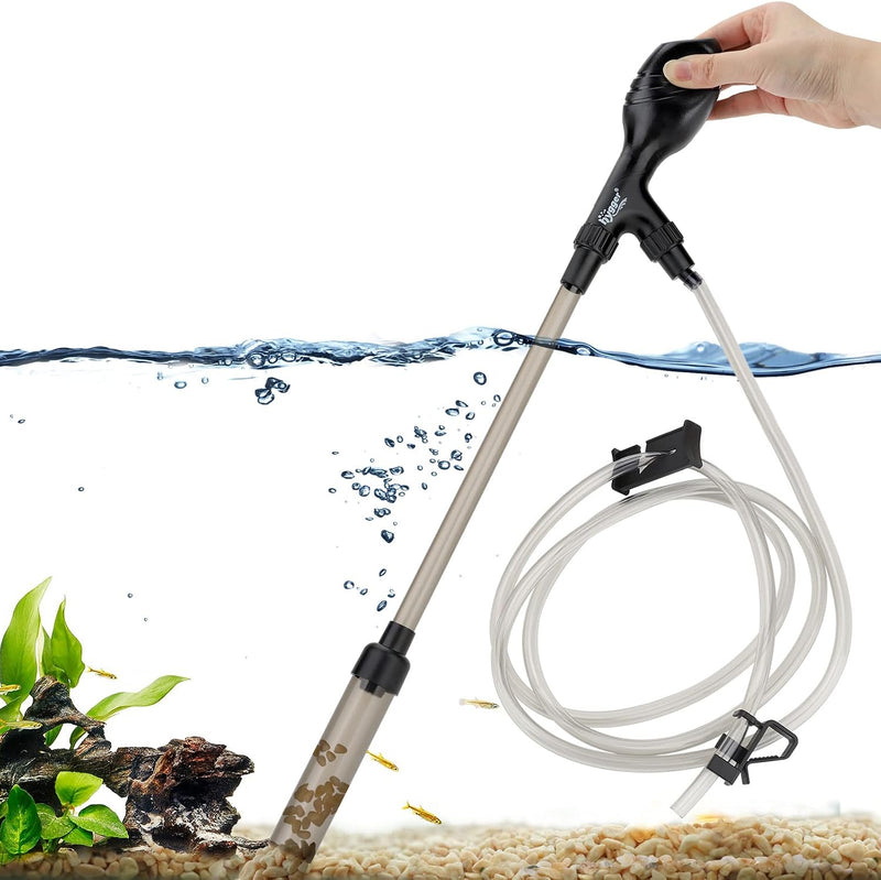 hygger Small Gravel Vacuum for Aquarium, Manual 80GPH Aquarium Gravel Cleaner Low Water Level Water Changer Fish Tank Cl