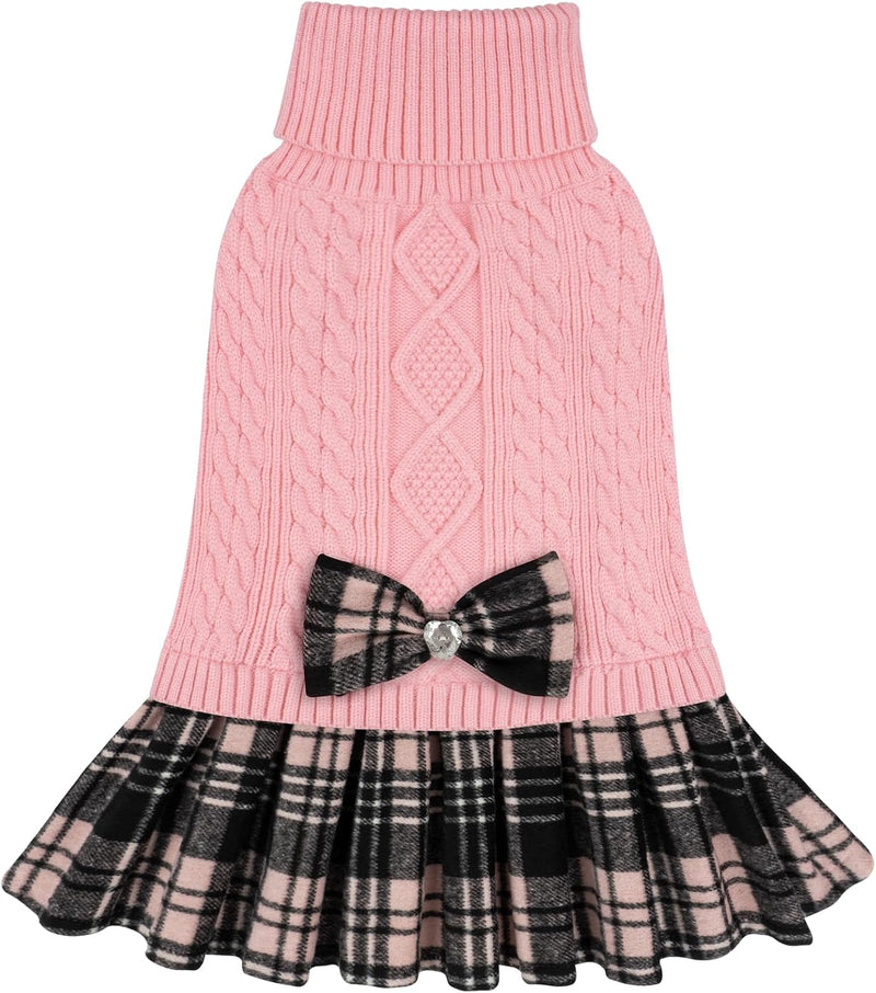 KYEESE Dog Sweater Dress for Small Dogs Turtleneck Thick Knit Pullover