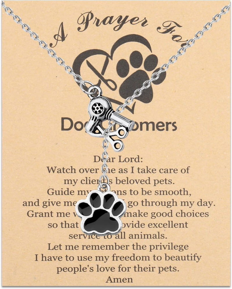 MYOSPARK Dog Paw Print Pendant Necklace - Dog Groomer Gift
