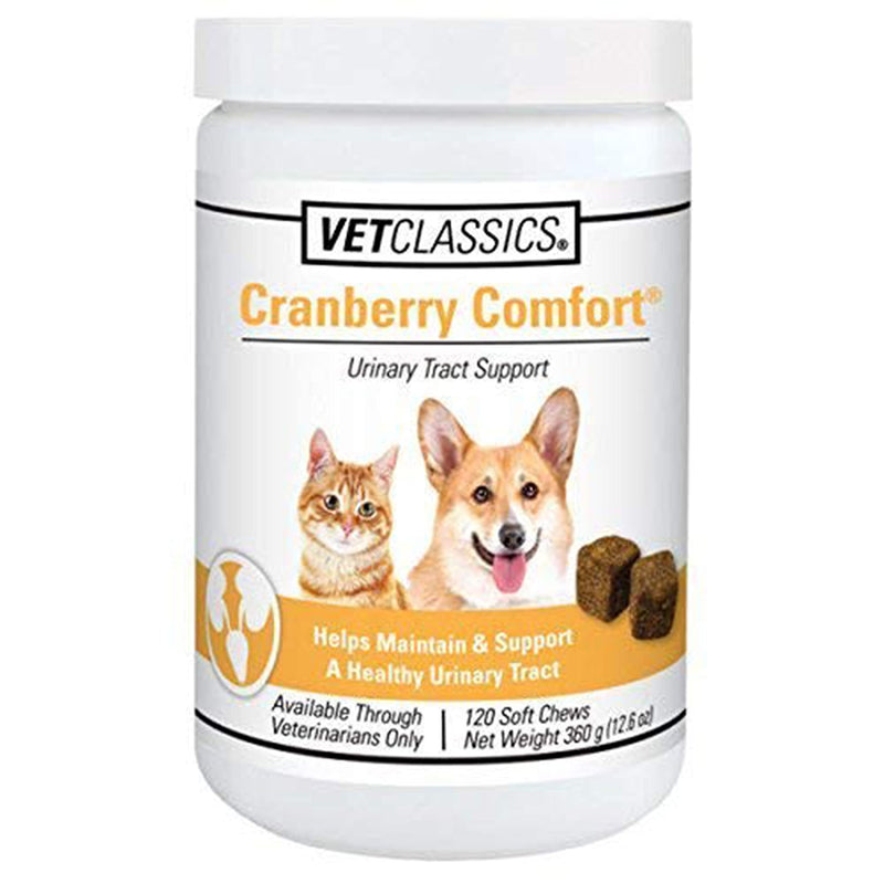 Vet Classics Cranberry Comfort Urinary Tract Pet Supplement for Dogs, Cats – Maintains Dog Bladder Health, Cat Bladder Control – Pet Supplements for Incontinence – 120 Soft Chews