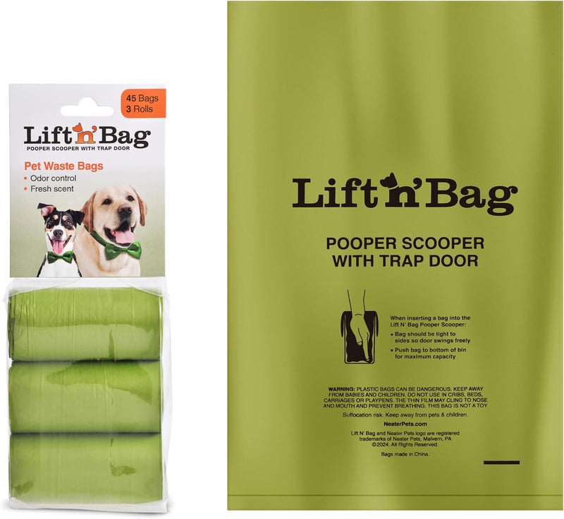 Neater Pets Lift N’ Bag Extra-Capacity Dog Poop Bags Rolls, 20% Thicker Leakproof Poop Bags for Dogs, Extra-Large Dog Po