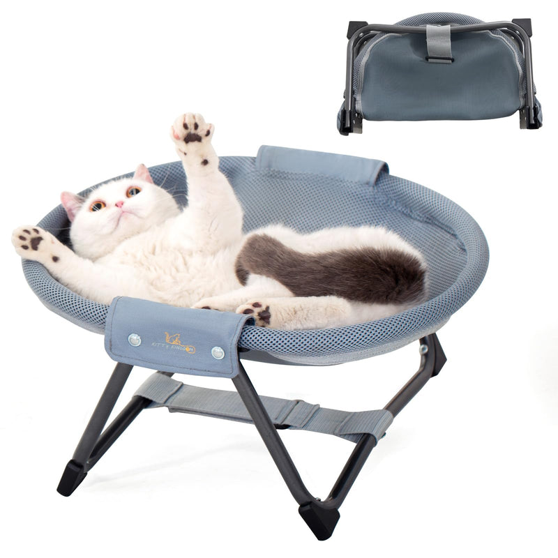 KITTY KINGDOM Elevated Cat Hammock Bed, Foldable No-Assembly Cat Bed with Breathable Mesh for Indoors and Outdoors Use, Lightweight Raised Pet Bed for Cats and Small Dogs