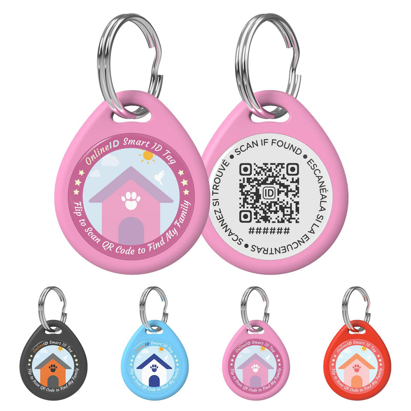 1 Pack Personalized Dog Tags,QR Code Pet ID Tags with Online Profile systerm,Editable Any Names and Phone numbles,Pink,L