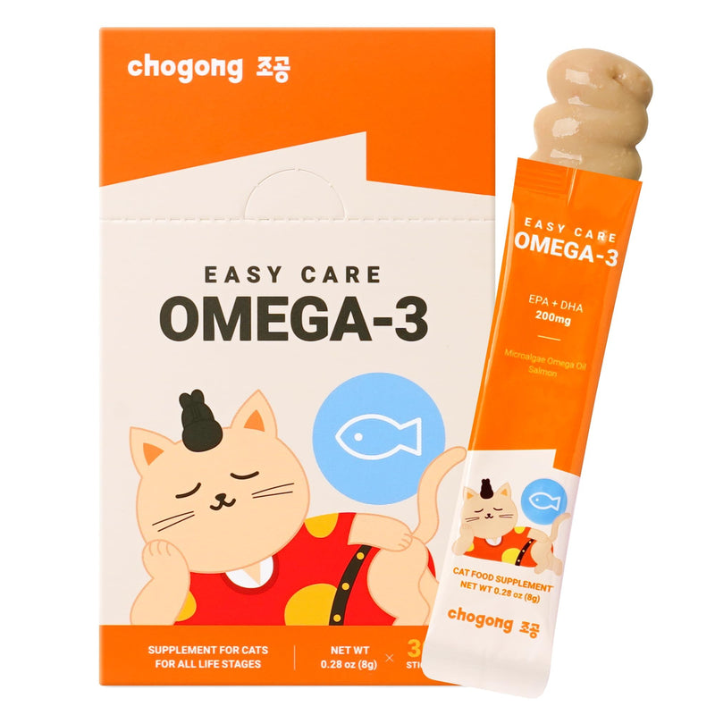 Chogong Cat Omega 3 Supplement – Lickable with EPA & DHA for Skin & Coat, Dry Skin, Itchy Skin & Shedding Support – Daily for Cats, Salmon Flavor, 30 Tubes