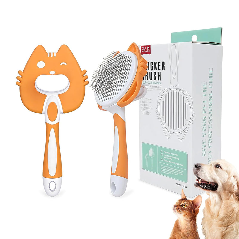HOP Orange Self Cleaning Slicker Brush for Dogs&Cats for Shedding 17mm