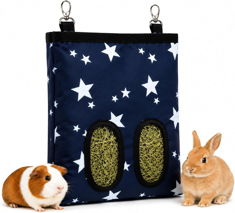 RUGLAMZHIP 2-Hole Hanging Hay Feeder Bag for Rabbits