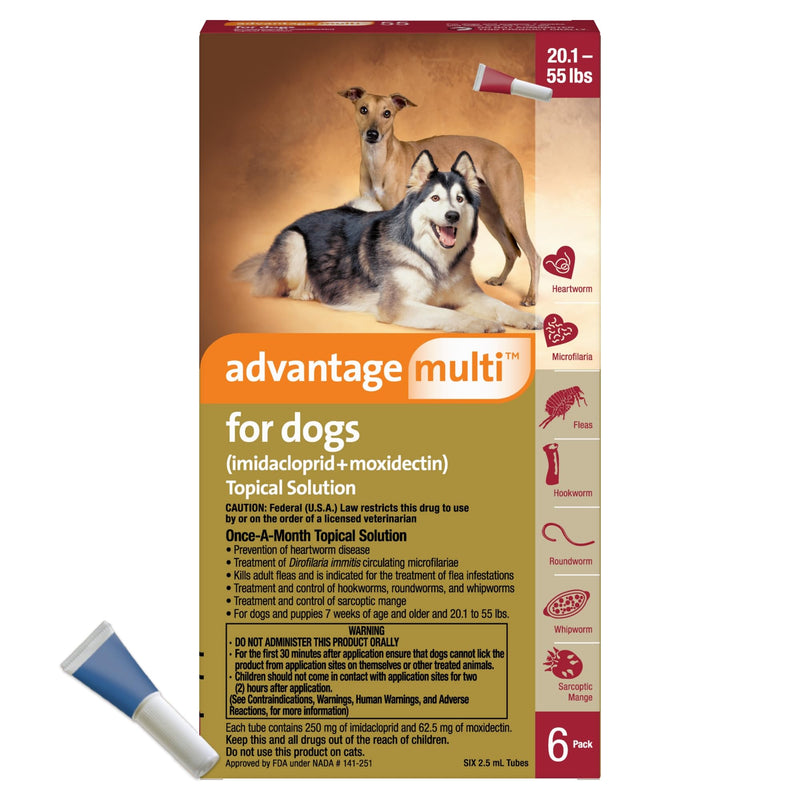 Advantage Multi Topical Solution for Dogs 1 Dose, 20.1-55 lbs (Red)