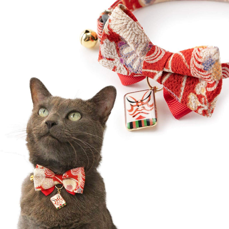 Necoichi Kabuki Charm Bow Tie Cat Collar (Red)