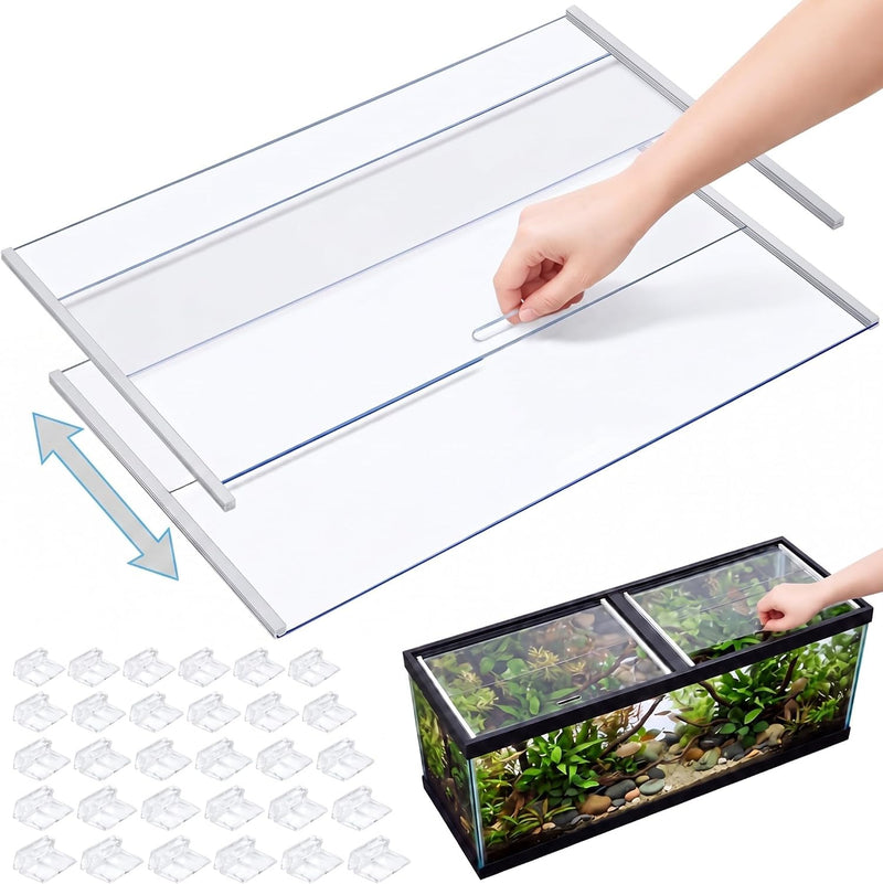 Sieral 2 Pcs Sliding Aquarium Lids Fits for 33/40/55 Gallon Fish Tank Lid