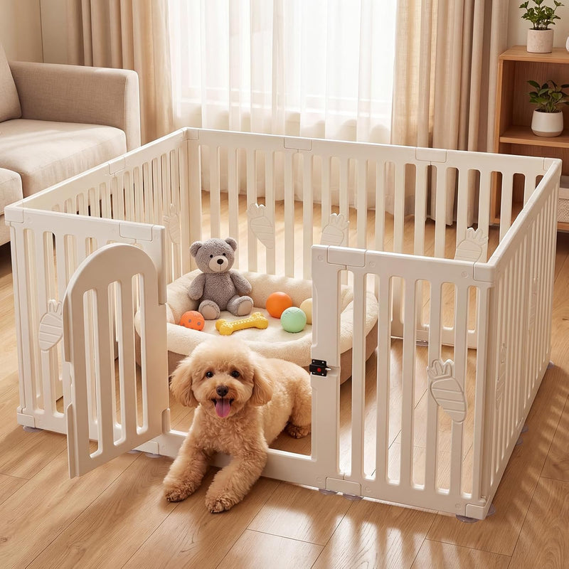 Dog Playpen Indoor with Door, 10-Panel 25.6