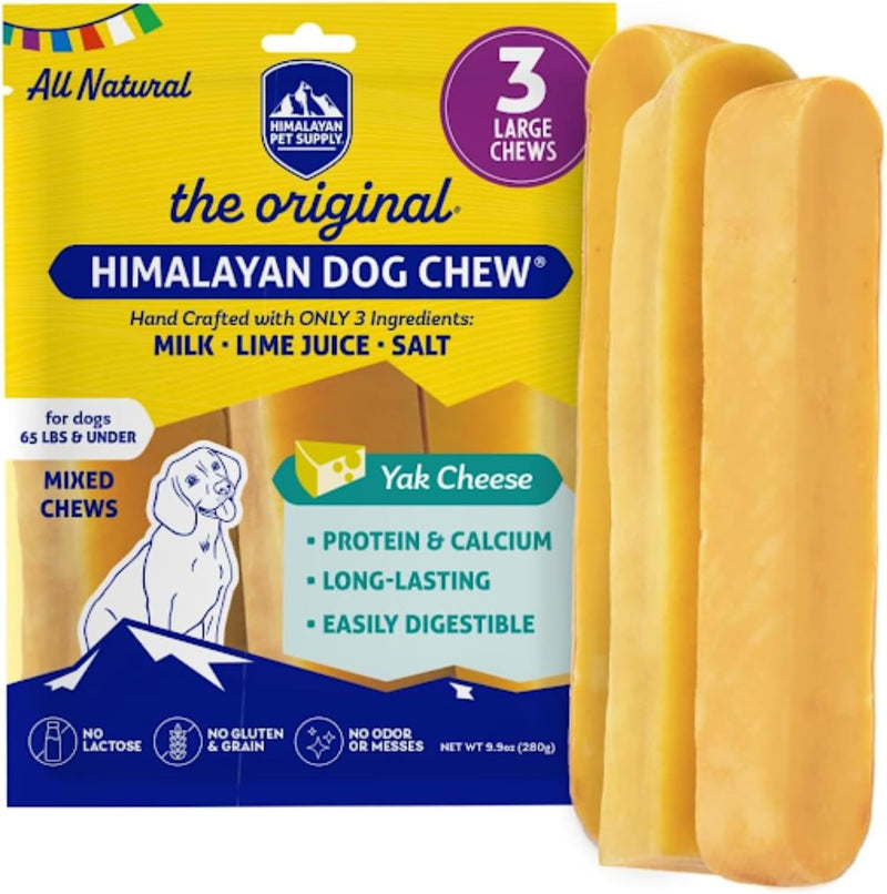 Himalayan Dog Chew, The Original Yak Cheese Dog Chews, 3 Large/XL Yak Chews