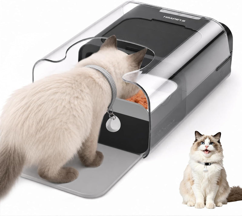 HEAPETS Automatic Cat Feeder with RFID Collar Sensor for Multi-Pet Households, Anti-Stealing Food Dispenser with Sealed