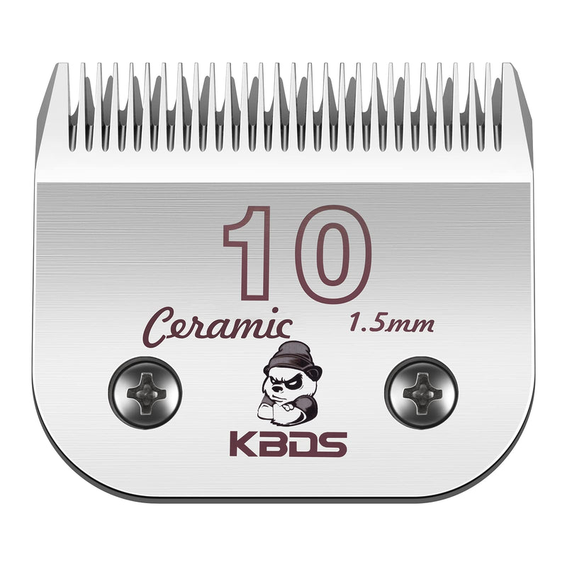 KBDS Detachable Ceramic Pet Clipper Blades,Size-10 Blade Compatible with Most Andis,Oster,Wahl A5 Clippers,Made of Ceramic Blade Cutter and Carbon Steel Blade,1/16'' Inch 1.5mm Cut Length
