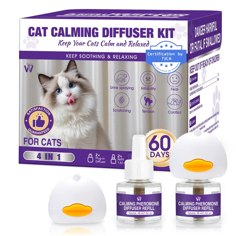 WRAERC Cat Calming Diffuser Multicat Effective Solution to Stress & Aggression Suitable Cat pheromone Diffuser for Cats Refill Reduce Fighting Spraying and Scratching Calm Relaxing