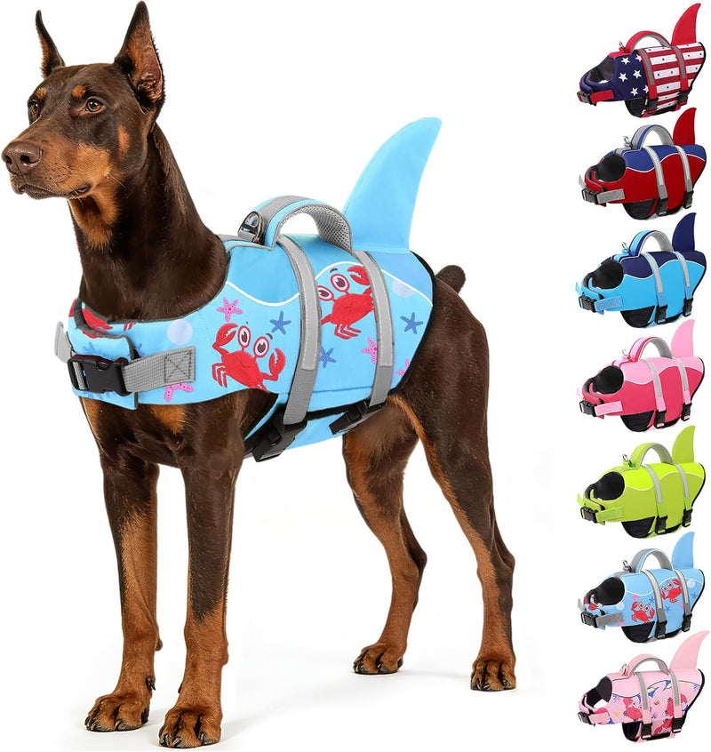 AOFITEE Dog Life Jacket High Buoyancy Shark Dog Life Vest for Swimming, M