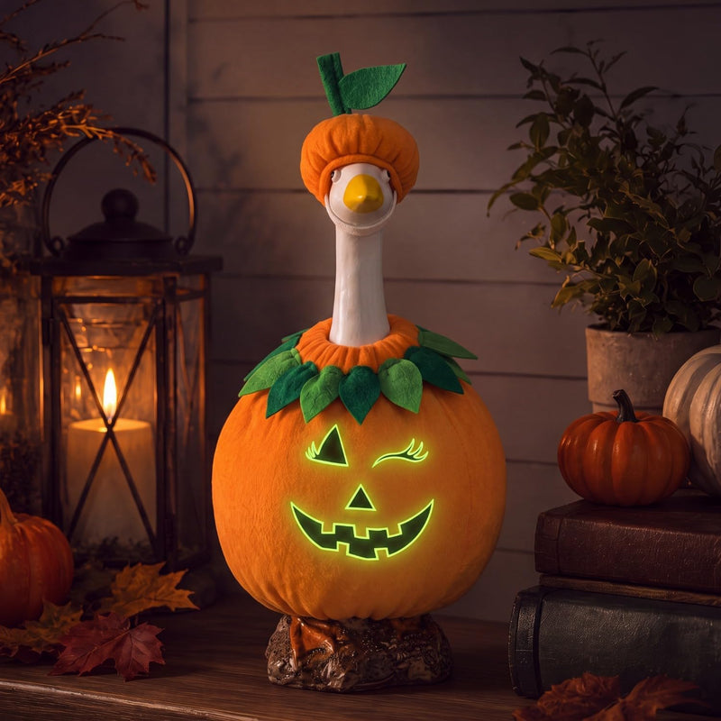 7 Inch Halloween Pumpkin Goose Outfit, Orange Glow in the Dark