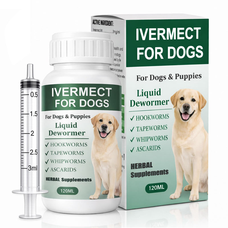 Dewormer for Dogs, Ivermect Dewormer Liquid for Hookworms, Lungworms, Pinworms, Roundworms,120ml