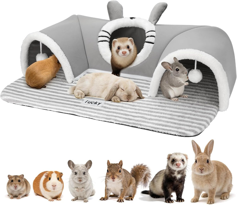 YUEPET 3-Way Bunny Tunnel Bed, Rabbit Tunnel for Indoor, Bunny Play Tunnel