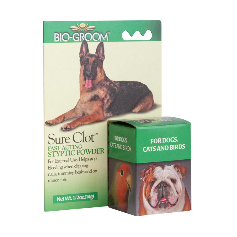 BIO-Groom Sure Clot Fast Acting Styptic Powder for Dogs, Cats and Birds, 0.5-OZ Bottle