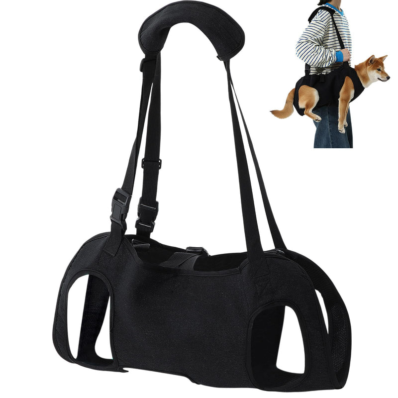 Shinylin Dog Carry Sling Emergency Backpack Pet Legs Support and Rehabilitation Dog Lift Harness Adjustable Lifting Straps Carrier for Senior Dogs Joint Injuries, Arthritis, Hiking, Skiing, Black (M)